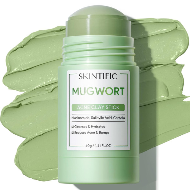 SKINTIFIC Mugwort Clay Stick Face Mask with Centella and Salicylic Acid  Deep Pore Cleansing Mud Mask for Gentle Exfoliating Smoothing Skin and Non-Drying Facial Skincare