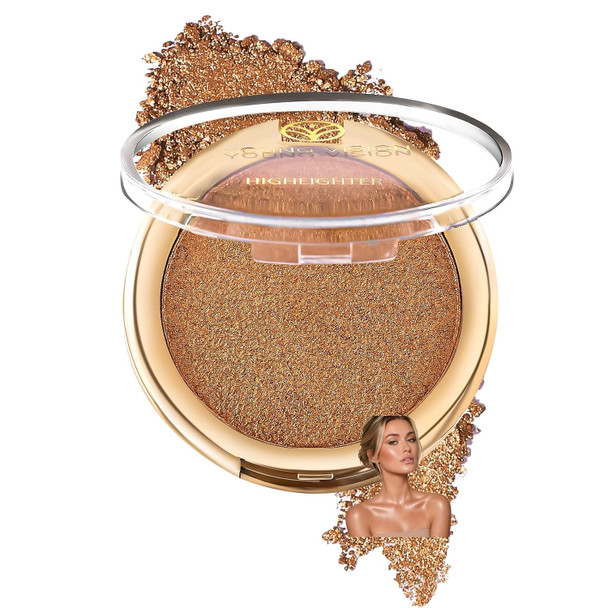 YOUNG VISION Pressed Powder Face Highlighter Luminous Baked Natural Glow Contour Powder
