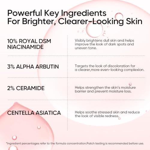 SKINTIFIC 10% Niacinamide Face Serum with Alpha Arbutin and  Ceramide  Brightening Facial Serum with Centella Asiatica Helps Fade Acne Scars Maintain Skin Barrier and Soothe Skin for Daily Use