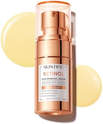 SKINTIFIC Beginner Retinol Serum with 0.1% Retinol & Zinc PCA, 20ml | Gentle, Fragrance-Free Night Serum for Oily Skin, Helps Refine the Look of Pores And Uneven Texture