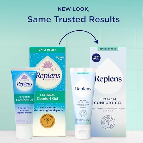Replens External Comfort Gel to Soothe Vaginal Dryness  Daily Comfort Gel Relieves Dryness and Discomfort Hormone-Free Fragrance Free Estrogen Free