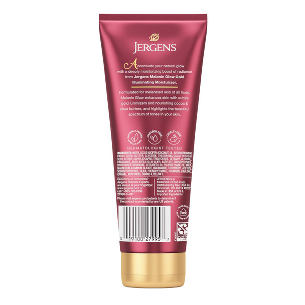 Jergens Melanin Glow Illuminating Moisturizer, Gold, 7 fl oz