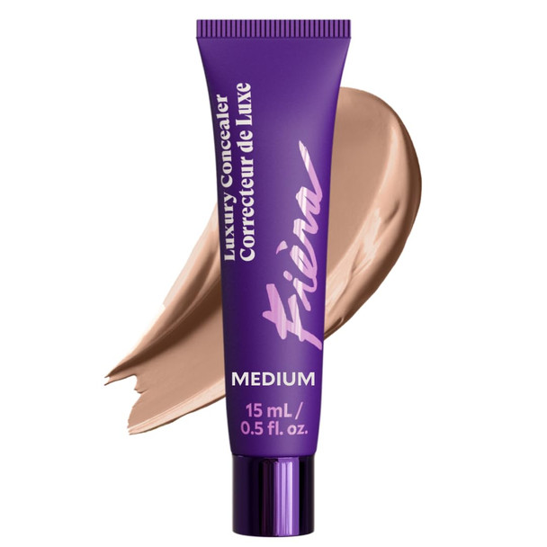 Fièra Luxury Concealer and Foundation with Anti Aging Ingredients  Full Coverage for Dark Circles Wrinkles Fine Lines and Spots All Day Wear For Mature Skin  Light 0.5 FL. OZ. / 15 ML