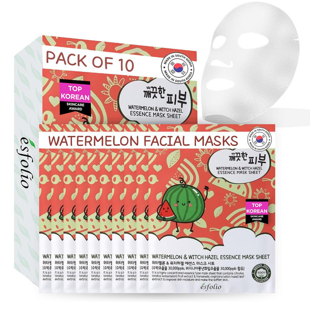 esfolio Essence Sheet Mask Hydrating and Firming Face Mask for Glowing Skin  Anti Aging Korean Skincare with Hydrolyzed Collagen and Hyaluronic Acid  Moisturizing Facial Mask (Pack of 10)