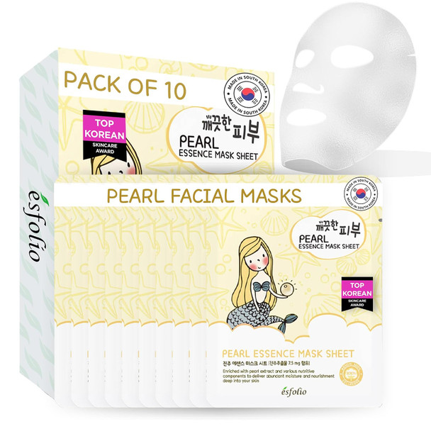 esfolio Essence Sheet Mask Hydrating and Firming Face Mask for Glowing Skin  Anti Aging Korean Skincare with Hydrolyzed Collagen and Hyaluronic Acid  Moisturizing Facial Mask (Pack of 10)