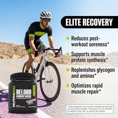 NutraBio Reload - Powerful Muscular Recovery Formula - Post-Workout Supplement - 3G Creatine -  BCAAs  Glutamine -  Servings Grape Berry Crush