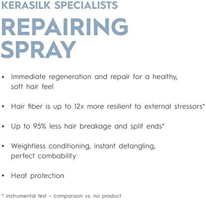 KERASILK Repairing Spray | Protects Against Breakage & Brittleness | Nourishes, Hydrates & Detangles Strands | With Heat Protection | For Dry, Stressed & Damaged Hair