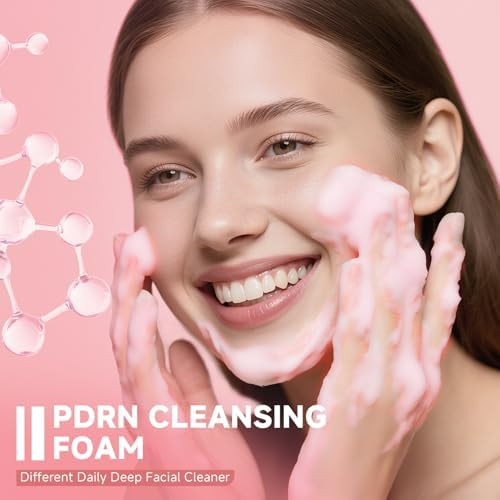 FluMisch Salmon DNA PDRN Facial Cleanser Low pH Hydrating Daily Foaming Face Wash with Soft Massage Heads  PDRN Collagen and LHA Gentle Pore Care and Radiant Balanced Looking Skin  4.23 oz