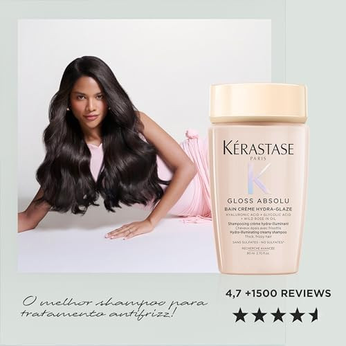 KERASTASE Gloss Absolu Bain Crème Hydra-Illuminating Creamy Shampoo, Sulfate-Free Anti-Frizz Formula for Thick Frizzy Hair, for Shine and Smoothness with Hyaluronic Acid