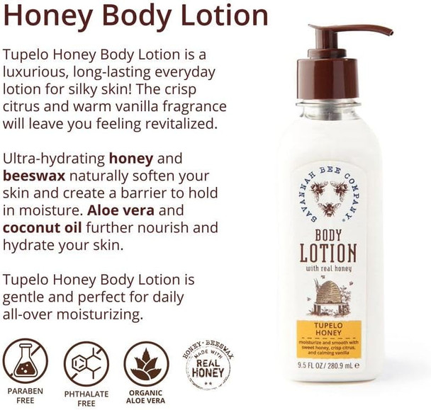 Savannah Bee Company Honey Body Lotion All Natural Body Lotion for Women  Moisturizing honey body lotion for dry skin and daily hydration lightweight hand and body care