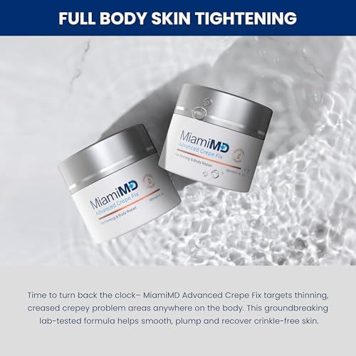 MiamiMD Advanced Crepe Fix Anti Aging Tightening and Firming Cream for Women  Facial and Neck Crepe Erase Cream  Crepey Skin Moisturizer for Softens and Nourishes the Skin for All Types - 6 fl oz