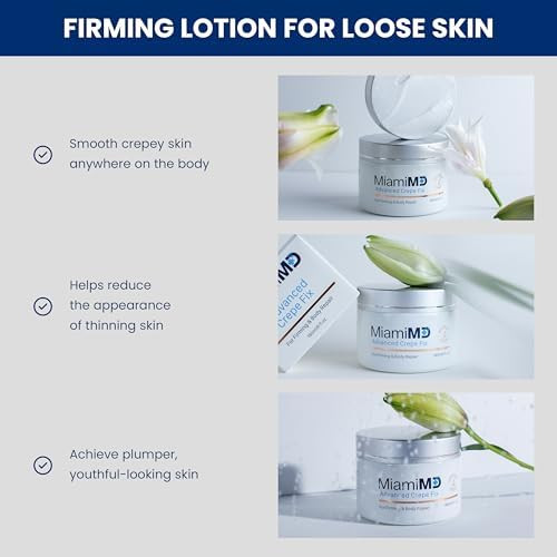 MiamiMD Advanced Crepe Fix Anti Aging Tightening and Firming Cream for Women  Facial and Neck Crepe Erase Cream  Crepey Skin Moisturizer for Softens and Nourishes the Skin for All Types - 6 fl oz