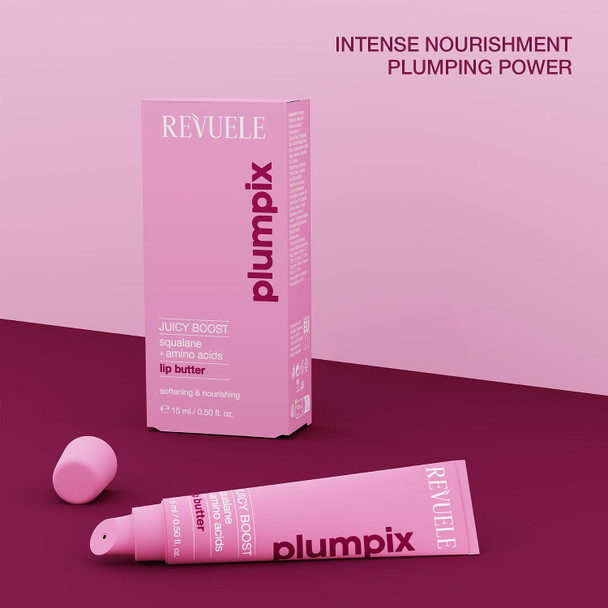 REVUELE Juicy Boost Lip Butter Hydrating & Plumping Lip Treatment with Squalane, Amino Acids, Shea Butter & Vitamin E | Soft, Glossy, Nourished Lips