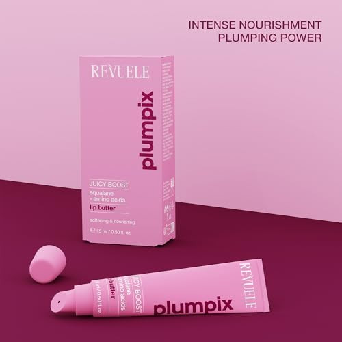 REVUELE Juicy Boost Lip Butter Hydrating & Plumping Lip Treatment with Squalane, Amino Acids, Shea Butter & Vitamin E | Soft, Glossy, Nourished Lips