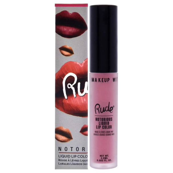 RUDE Cosmetics Notorious Liquid Lip Color, Long Lasting Matte Hig Pigment Lipstick (Madly Mental)