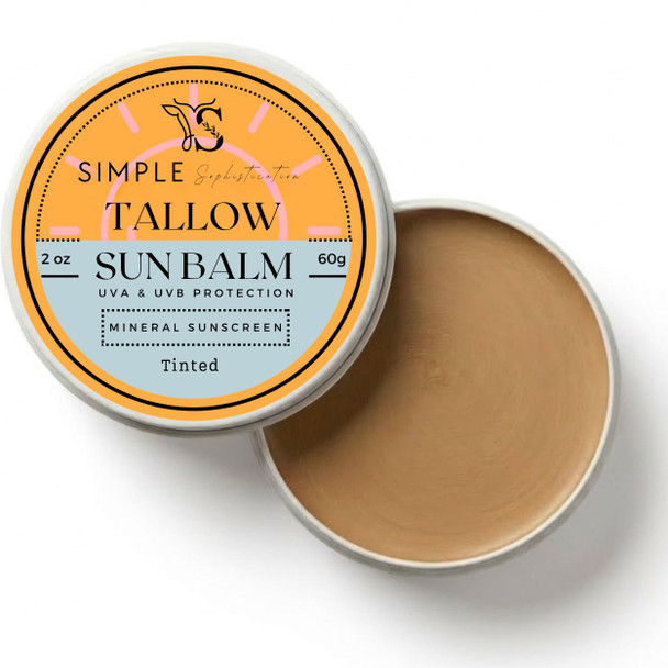Simple Sophistication  Tinted Mineral Sunscreen SPF 50+ for Face  Zinc Oxide with Grass-Fed Beef Tallow  Reef Safe Daily Facial Sunscreen  Anti-aging with CoQ10+Resverat rol No White Cast  Sensitive Skin