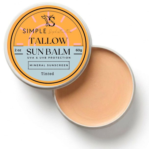 Simple Sophistication  Tinted Mineral Sunscreen SPF 50+ for Face  Zinc Oxide with Grass-Fed Beef Tallow  Reef Safe Daily Facial Sunscreen  Anti-aging with CoQ10+Resverat rol No White Cast  Sensitive Skin