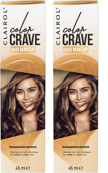 Clairol Colour Crave Non Permanent Hair Makeup Bronze 45 ml 2 Pack