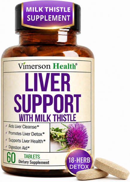 Vimerson Health  Liver Cleanse Detox  and Repair – Liver Support Supplement with Milk Thistle Extract, Dandelion Root, Artichoke  and Zinc – Gentle Liver Health  Digestion and Energy for Women and Men – Non-GMO