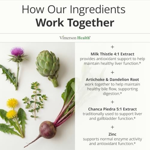 Vimerson Health  Liver Cleanse Detox  and Repair – Liver Support Supplement with Milk Thistle Extract, Dandelion Root, Artichoke  and Zinc – Gentle Liver Health  Digestion and Energy for Women and Men – Non-GMO