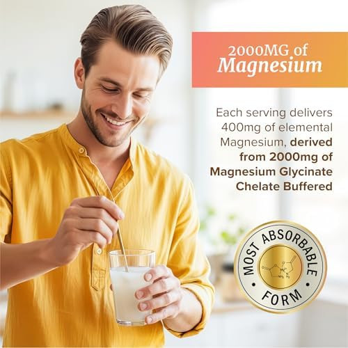 Nobi Nutrition  Magnesium Glycinate Powder 400MG Sleep and  Relaxation Support, Sugar-Free Tasty Peach Mango Flavor  High Absorption Chelated Magnesium Powder, Vegan Gluten-Free Non-GMO 30 Servings, 225g (7.94oz)