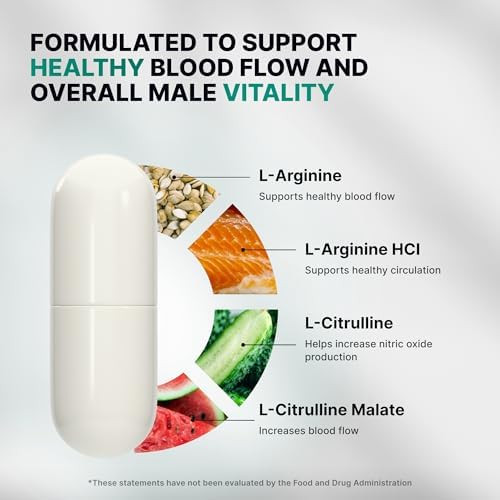 Nature's Pure Blend Nitric Oxide Supplements for Men – L-Arginine L-Citrulline – Heart Support & Flow Circulation Booster – 1500MG L Arginine and L Citrulline, Preworkout
