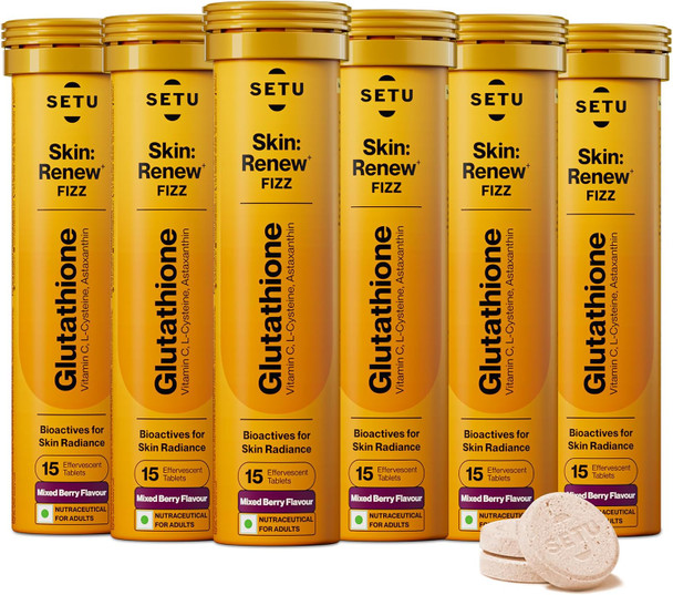 SETU Glutathione Effervescent Tablets with  L-Glutathione and  Vitamin C Sugar-Free Antioxidant Supplement  Orange