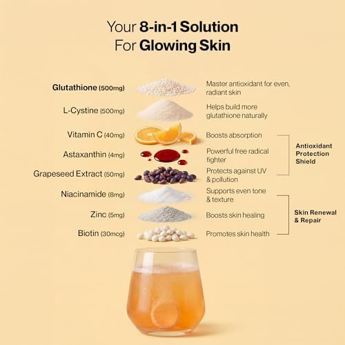 SETU Glutathione Effervescent Tablets with  L-Glutathione and  Vitamin C Sugar-Free Antioxidant Supplement  Orange