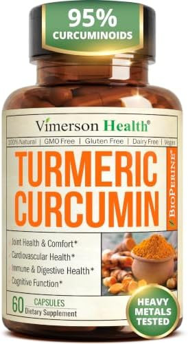 Vimerson Health Turmeric Curcumin Supplement – 1200mg Organic Turmeric Curcumin with Black Pepper Extract for Max Absorption – Digestive  and Joint Supplements for Men and Women w. Tumeric Extract and Bioperine