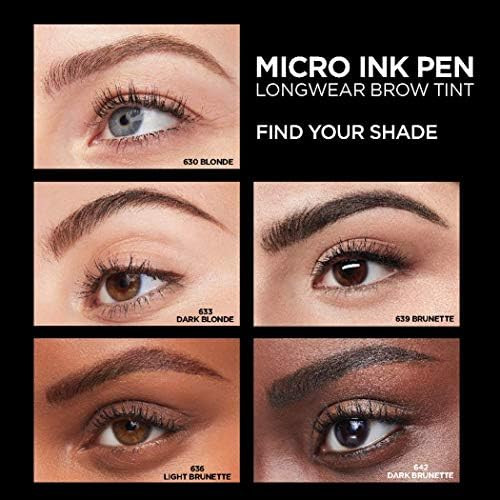 L'Oreal Paris Micro Ink Pen by Brow Stylist, Longwear Brow Tint, Hair-Like Effect, Up to 48HR Wear, Precision Comb Tip