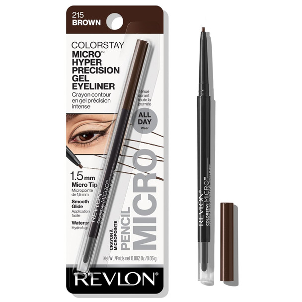 Revlon ColorStay Micro Hyper Precision Gel Eyeliner  214 Black  0.002 oz  Waterproof gel eyeliner with micro precision tip & built-in smudger for longwearing, hyper-precise definition.