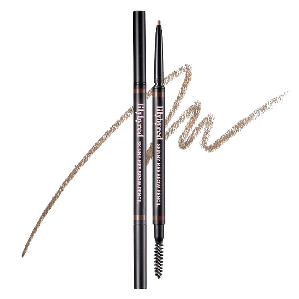 lilybyred Skinny Mes Brow Pencil | Korean 1.5mm Ultra-Slim Tip Eyebrow Pencil, Natural Hard Formula, Fine Hair-Like Strokes, Oil-Control, Sweat-Resistant, Long-Lasting, 0.002 oz.