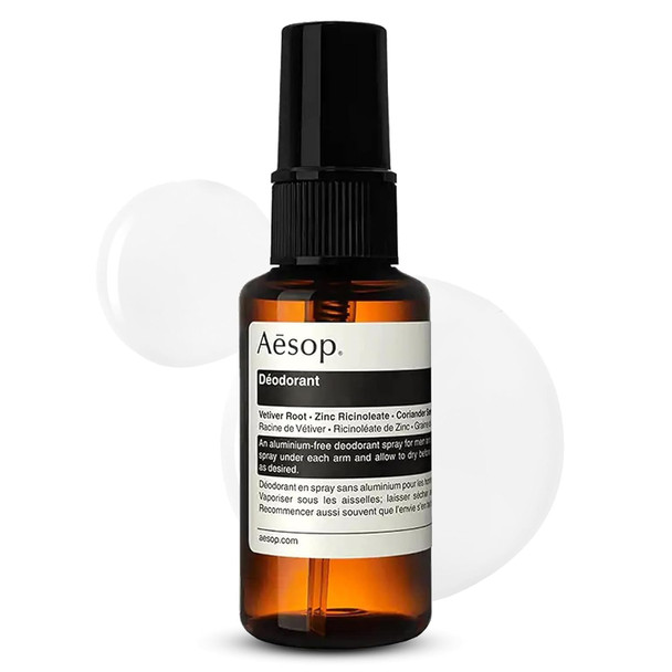 Aesop Aluminum Free Deodorant Spray for Women and Men  Vetiver Zinc and Tea Tree to Reduce Odor and Bacteria Woody and Earthy  Vegan and Cruelty-Free  1.7 oz