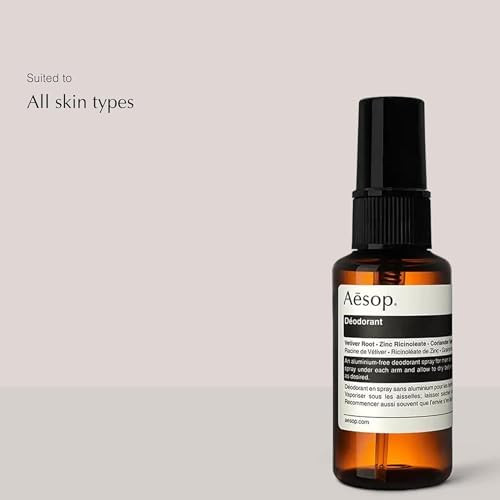 Aesop Aluminum Free Deodorant Spray for Women and Men  Vetiver Zinc and Tea Tree to Reduce Odor and Bacteria Woody and Earthy  Vegan and Cruelty-Free  1.7 oz