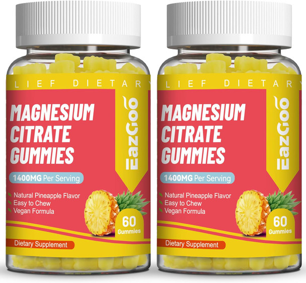 EAZGOO 1400MG Magnesium Citrate Gummies for Women Men Calm and  Relaxation High Absorption Magnesium Gummies Supplement Supports Relaxation and Energy Vegan Non GMO