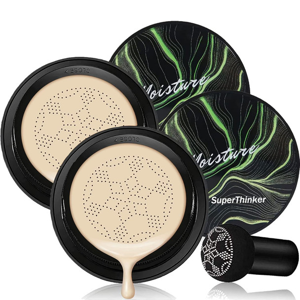 SuperThinker Cushion Foundation Concealer for Women Face Makeup Air Cushion CC Cream Foundation for Mature Skin  Even Skin Tone  Tattoo Cover Up CC Cream Create A Lightweight Natural-looking Base (Natural)