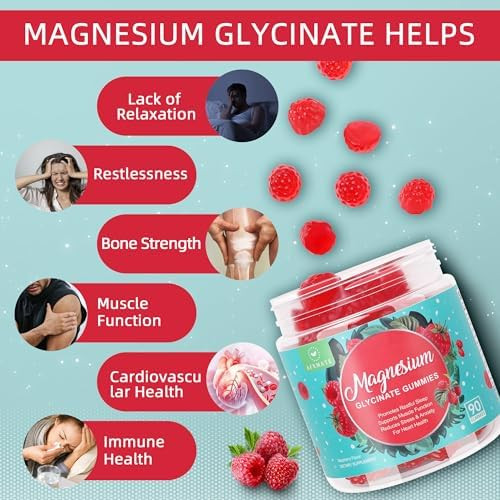 AFXMATE 90 Ct Magnesium Glycinate Gummies for Adults Sugar Free  Magnesium Supplement with Glycinate and  Malate L Theanine  Ashwagandha Zinc Vitamin B6 and  D3 Supports Relaxation and Sleep