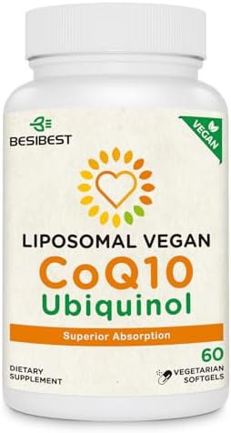Besibest 1000mg Liposomal CoQ10 Ubiquinol, 60 Vegan Softgels, High Absorption Ubiquinol CoQ10 Supplement, Active Antioxidant Form of Coenzyme Q10 for Heart Function
