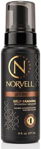Norvell Sunless Dark Self Tanner Mousse with Bronzer 8 fl oz – Instant Natural Looking Fake Tan for a Bronzing Glow, Streak Free, Fast Drying, Long Lasting Sunless Tanning Color