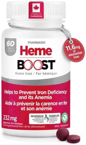 Hemeboost 11.6mg 232mg Heme Iron Pills  High Potency Iron Supplement for Women and  Men High Absorption and Gentle on Stomach Safe for Use in Pregnancy