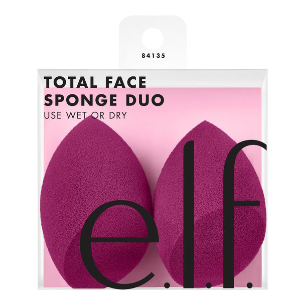 e.l.f. Total Face Blending Sponge Latex-Free Makeup Sponge With Angled & Rounded Sides For Concealer Foundation & more Vegan & Cruelty