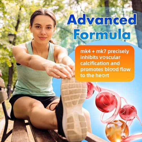 Youlikee  Sugar-Free Vitamin K2 Gummies Dual Formula Vitamin K2 Supplement with MK-7 & MK-4 Supports Bone Health Gluten-Free Sugar-Free Strawberry Flavor