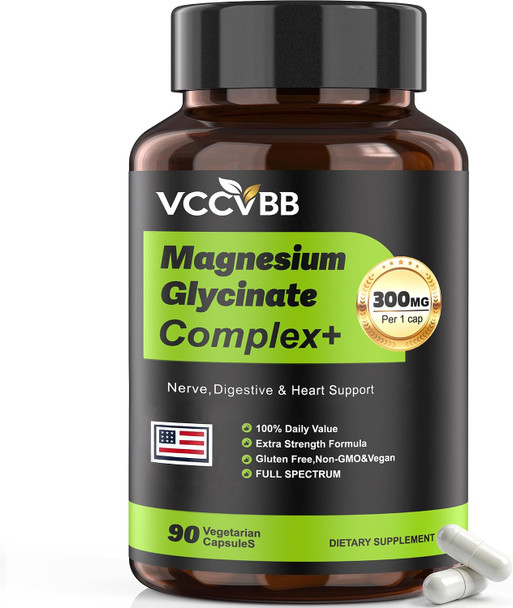 VCCVBB Magnesium Glycinate 300mg Elemental Magnesium Complex Vegan  With oxide taurate citrate orotate and aspartate forms in a multi-source formula for daily wellness support