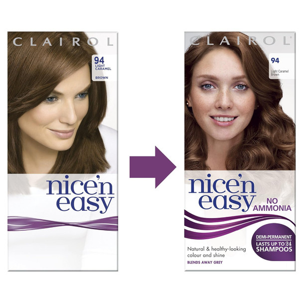 Clairol Nice 'N Easy No Ammonia Lasting Hair Colour 94, Light Caramel Brown