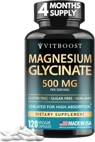 VITBOOST Magnesium Glycinate 500mg   Support Sleep Capsules