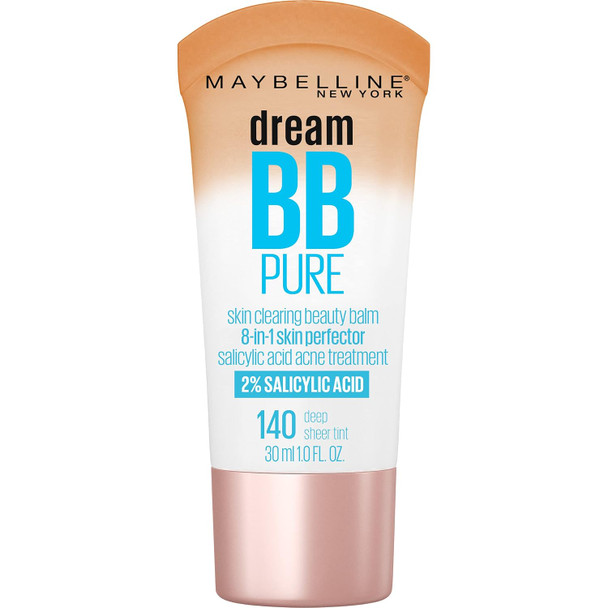 Maybelline Dream Pure Skin Clearing BB Cream 8-in-1 Skin Perfecting Beauty Balm With 2% Salicylic Acid  Sheer Tint Coverage  Oil-Free