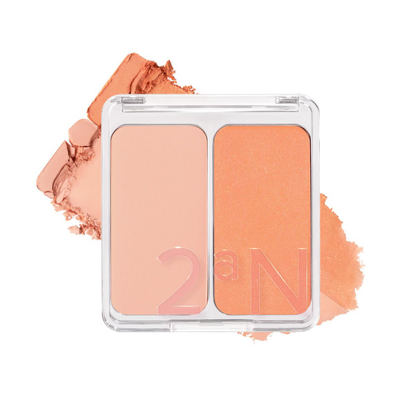 2aN Dual Color Face Blusher, 0.16oz x 2, Buildable & Blendable Cheek Color, Powder Blush, Korean Beauty (03 Coco Coral, 1.5 oz)