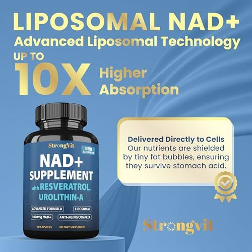 StrongVit NAD Resveratrol Supplement for Women & Men. Support Cellular Health, Energy