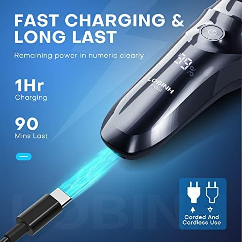 LOBINH Electric Razor for Men, 3D Waterproof IPX7 Electric Shaver Wet & Dry - Pa188 Electric Shaver With Extra Blade Head & Adapter