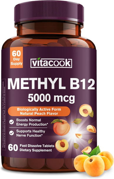 Vitacook Vitamin B12 Sublingual Methylcobalamin 5000mcg for Energy Production